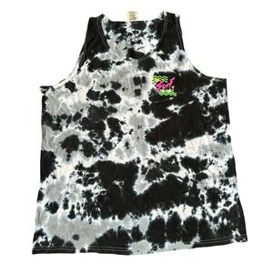 Suf Style VIntage 100% Cotton Black and White Tie Dye 80's Tank Top Size XL